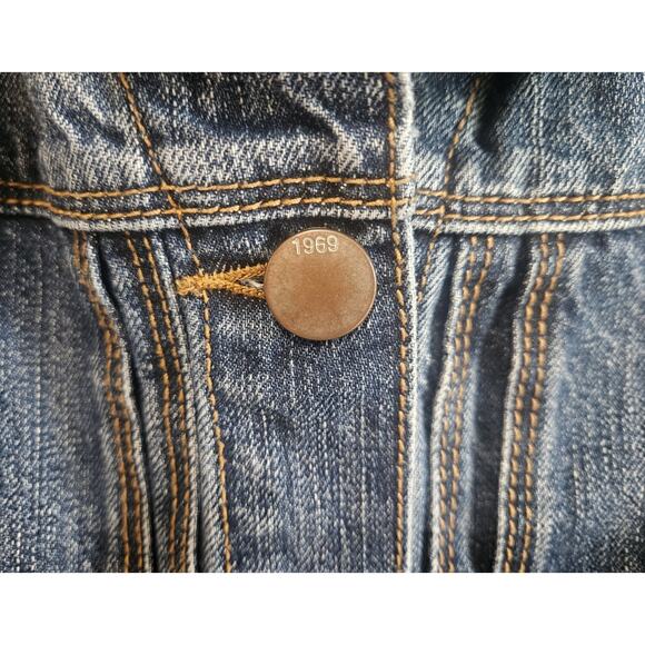 GAP 1969 Women's M Jean Jacket Moto Medium Blue Denim Metal Buttons 36" - Picture 4 of 7